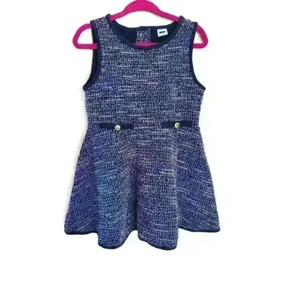 Janie and Jack Other - Janie And Jack Navy Faux Tweed Sleeveless Button Back Dress Girls Size 2T